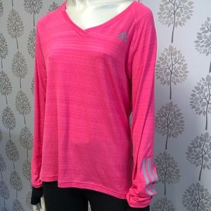 Adidas reflective running shirt  long sleeve top hot pink thumb holes
